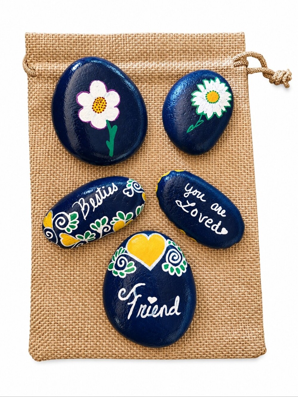 Hand-Painted Navy Friendship Stones Set
